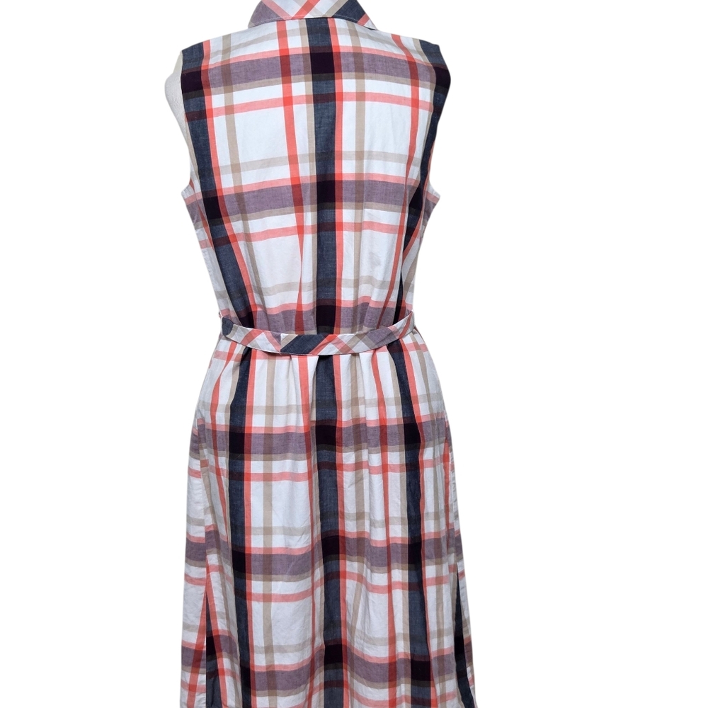 Tommy Hilfiger Sleeveless Button Up Belted Plaid Dress Size-M - Picture 3 of 13
